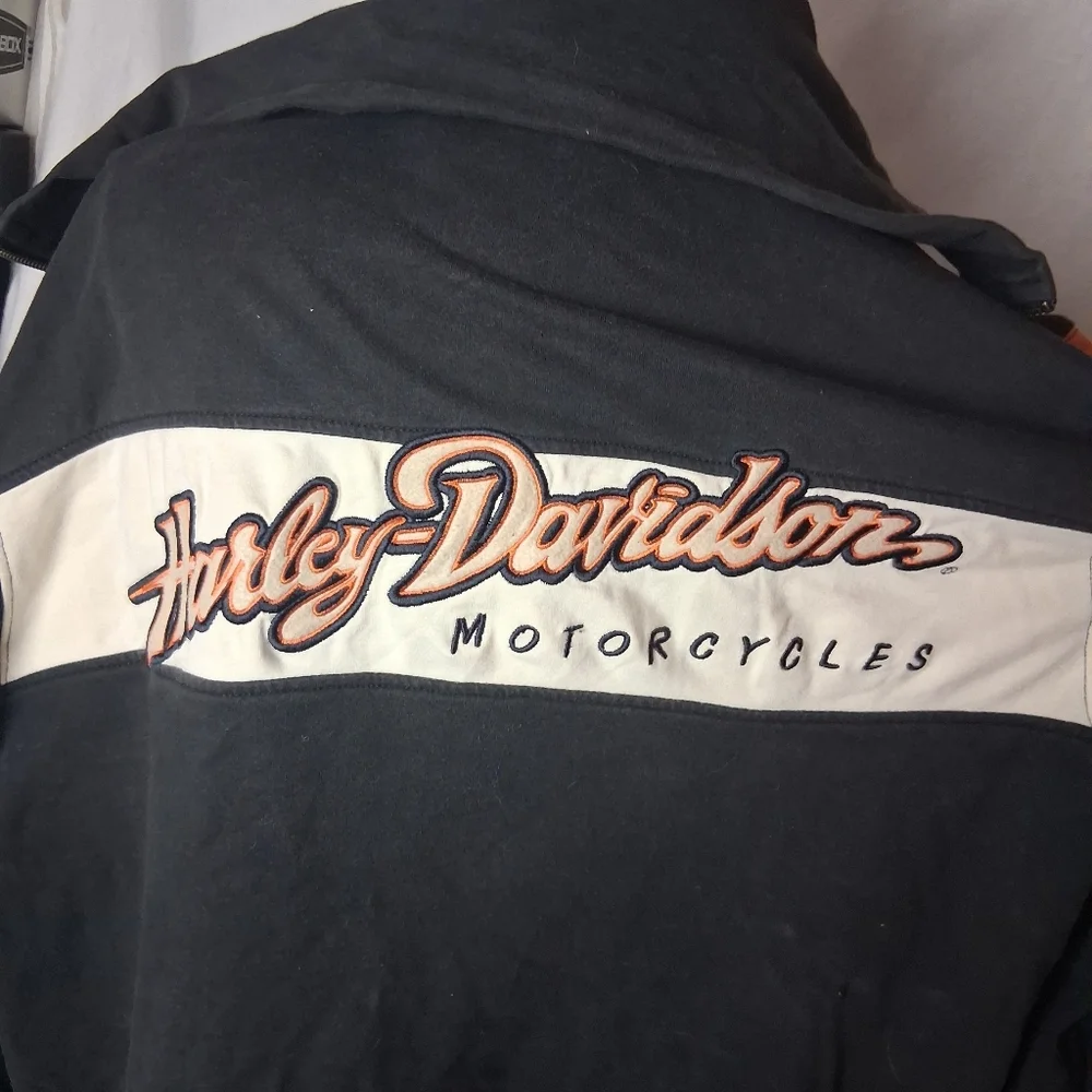 Harley Davidson Black and Orange Zip-Up Jacket XL - Picture 8 of 10